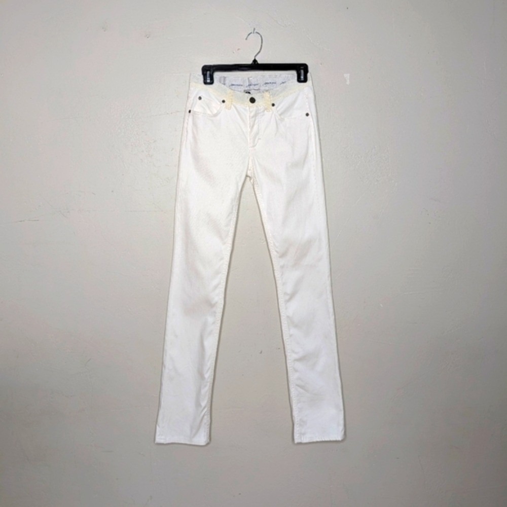 Rare Lanvin ❤️ Acne Collab Ribbon Waist White Straight Leg Jeans Size 27